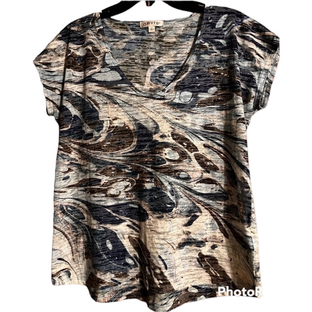 light weight sheer short sleeve scoop neck blouse  Neutral summer beach office